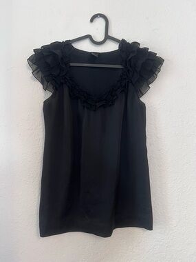 H&M Black Ruffle Sleeve Women's Top